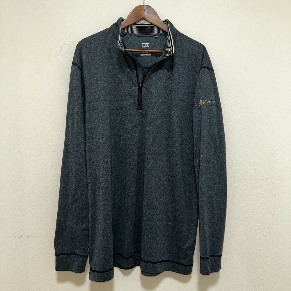 Cutter & Buck Microsoft Men’s XXL Quarter Zip Pullover Jacket Blue Gray